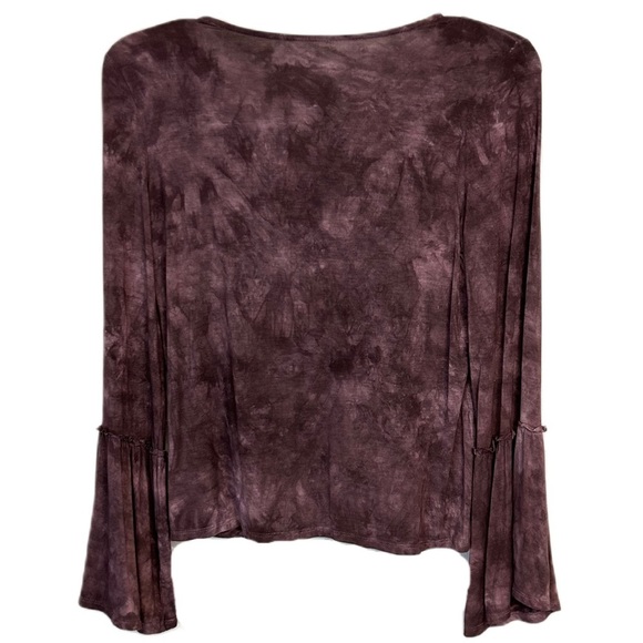 American Eagle Soft & Sexy Top Size M Bell Sleeve Faux Wrap Purple Tie D… - Picture 2 of 10